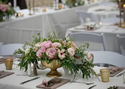 Garden style lush table arrangement